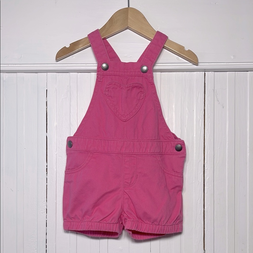 VGUC Pink Heart Pocket Short Overalls Shortalls